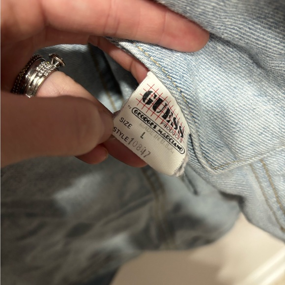 Guess George’s Marciano Denim Jacket with Red Logo Patch with art work on back - Picture 6 of 6